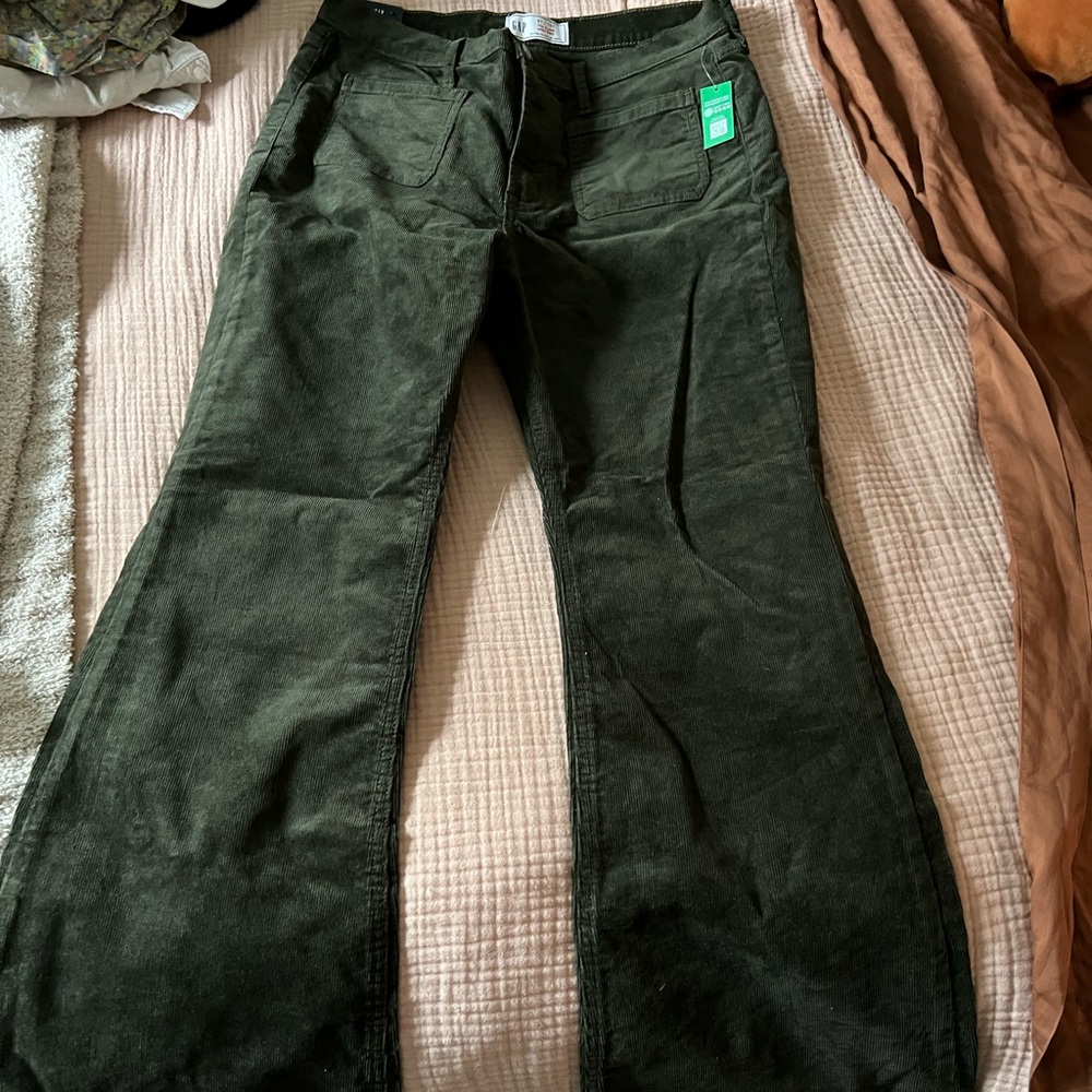 Old Navy Green Corduroy Flare Pants